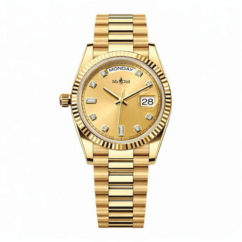 President 40 – Warm Champagne Dial | Gold Tone Bracelet & Diamond Markers