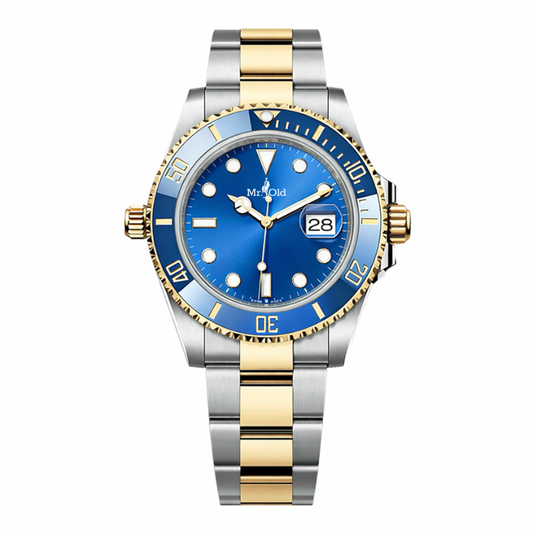 Ocean Diver 40 – Blue Sunburst Dial | Two-Tone Steel & Gold Bracelet & Blue Ceramic Bezel