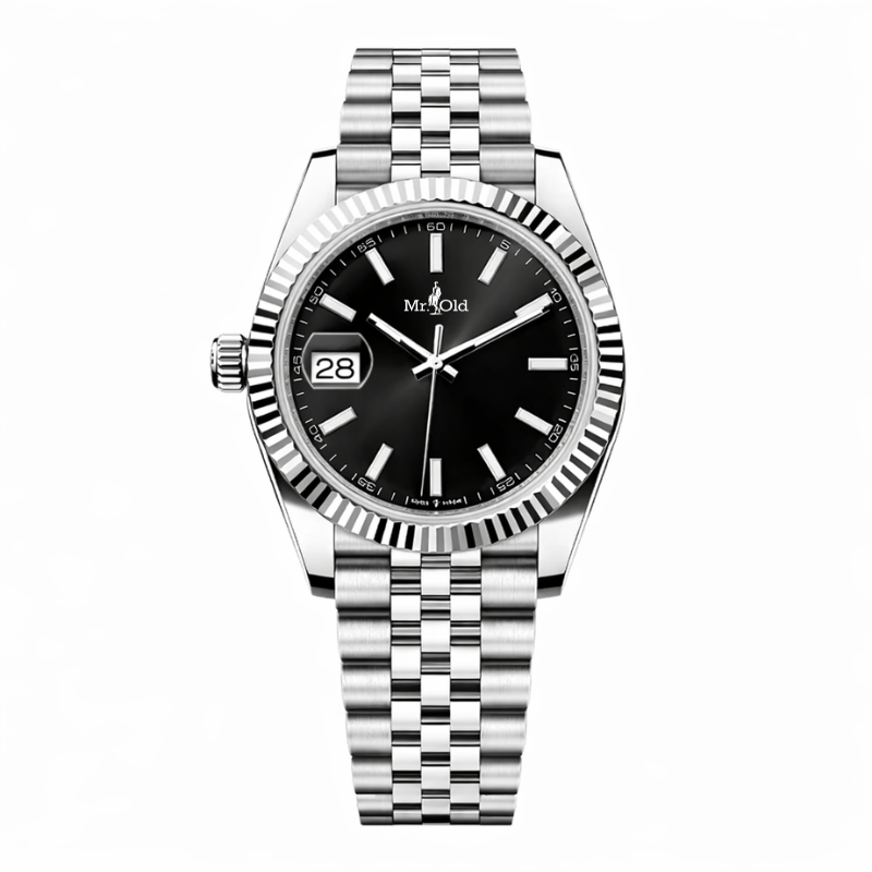 Classic Date 41 – Deep Black Dial | Steel Jubilee Bracelet & Fluted Bezel