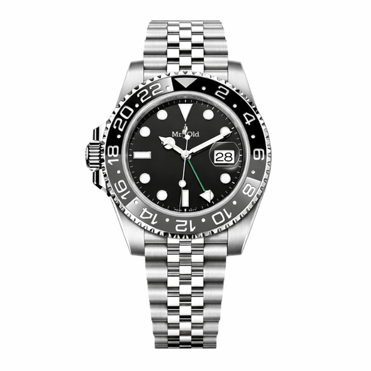 GMT Explorer 40 – Black & Grey Dial | Stainless Steel Jubilee Bracelet & Dual-Tone Ceramic Bezel