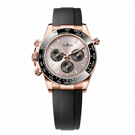 Chronograph 40 – Rose Dial | Steel Case & Black Rubber Strap
