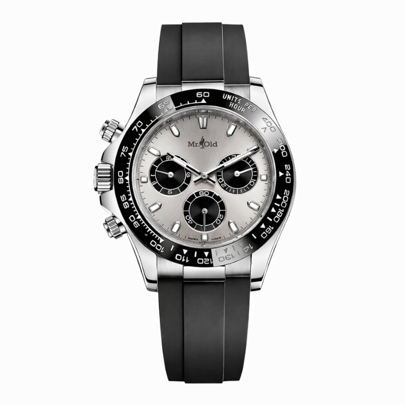Chronograph 40 – Black Dial | Steel Case & Black Rubber Strap