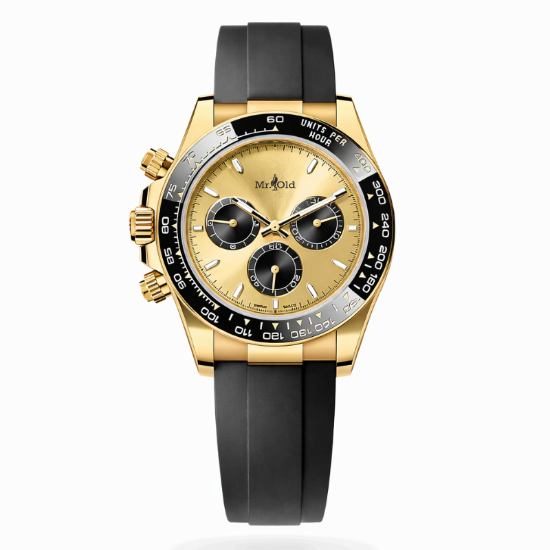 Chronograph 40 – Golden Sunray | Gold Bracelet & Tachymeter Bezel