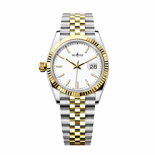Classic 36 – Royal Champagne | Two-Tone Jubilee & Fluted Bezel
