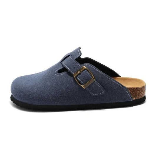Suede Clogs Navy Blue
