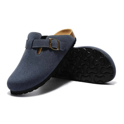 Suede Clogs Navy Blue
