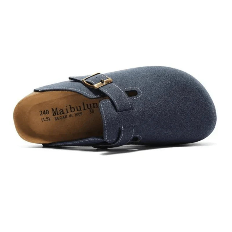 Suede Clogs Navy Blue