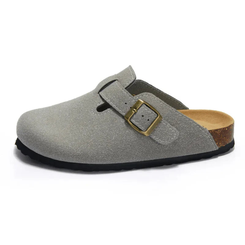 Suede Clogs Light Gray