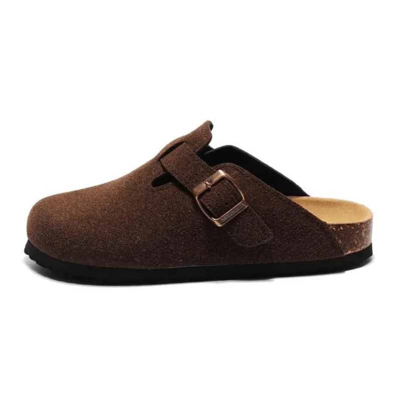 Suede Clogs Dark Brown