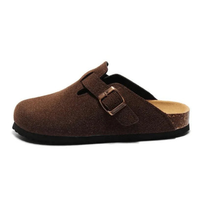 Suede Clogs Dark Brown