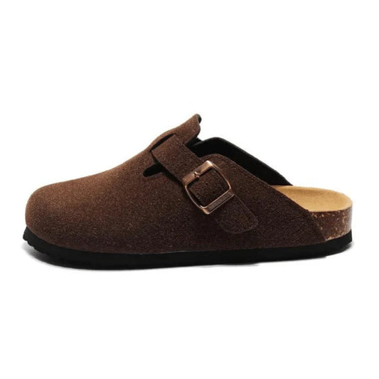 Suede Clogs Dark Brown