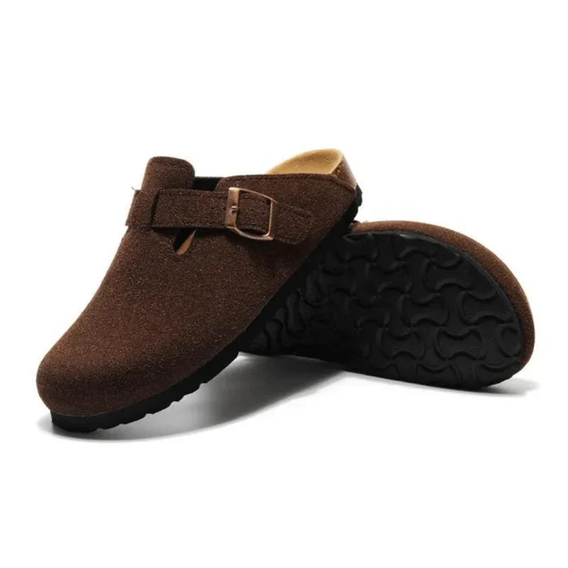 Suede Clogs Dark Brown