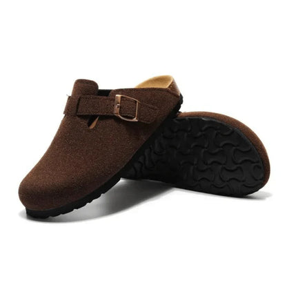 Suede Clogs Dark Brown