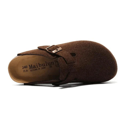 Suede Clogs Dark Brown