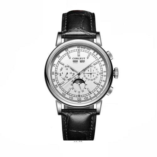 Corgeut Moon Phase Watch White Dial